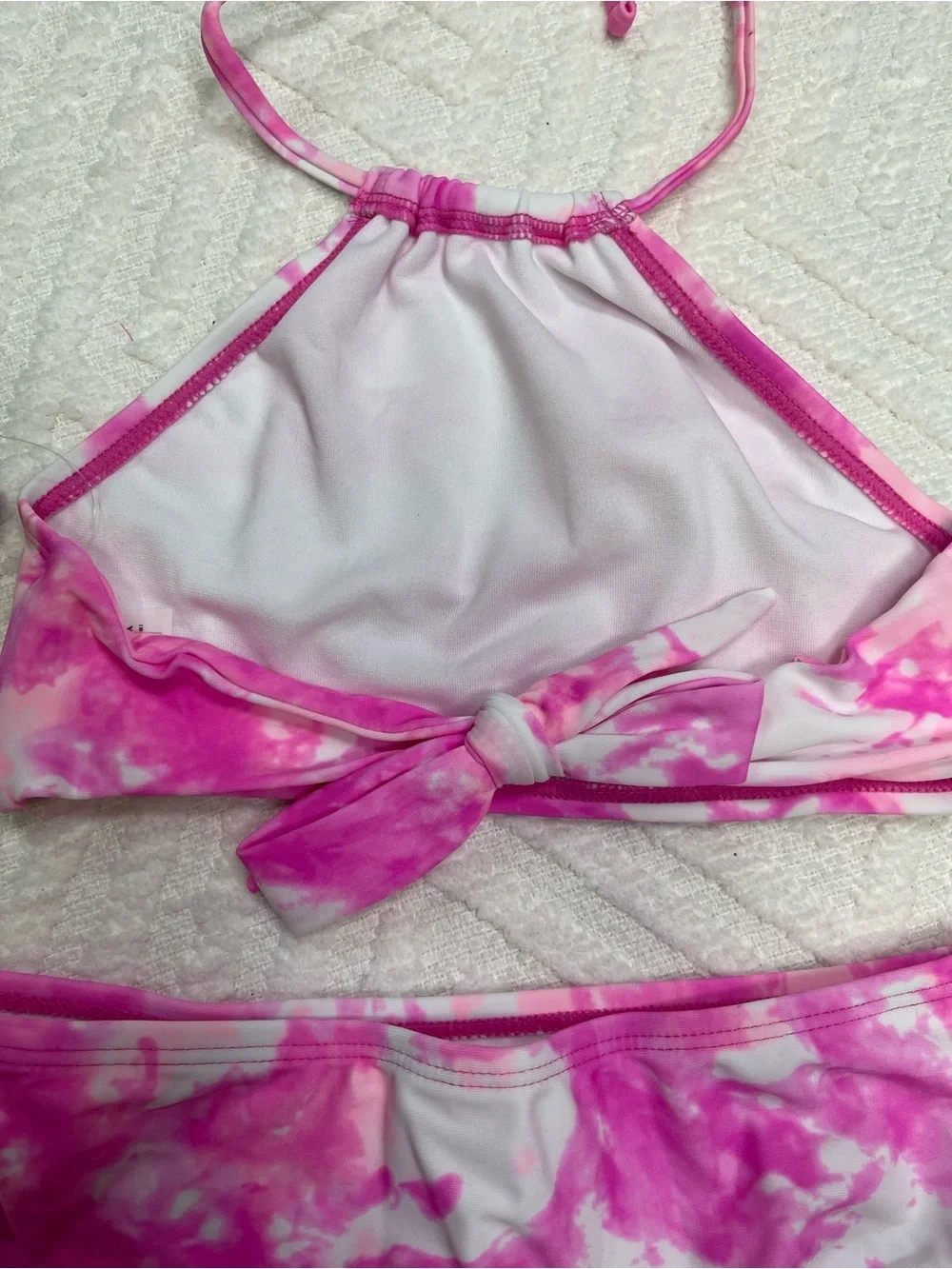 Kanu Surf Girl's Halter Pink Tie-Dye Bikini Set Size 6X